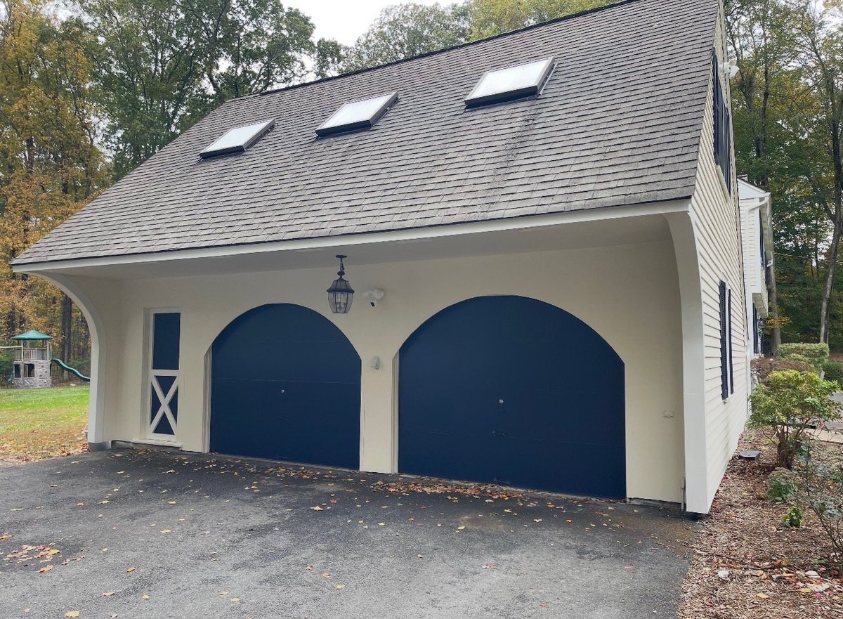 Detached Garage with Blue Doors
